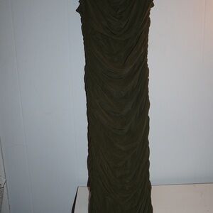 Elegant Olive Green Draped Dress